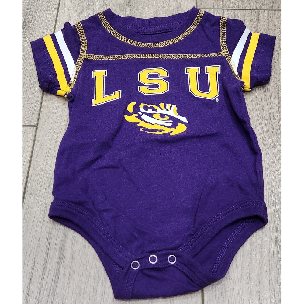 Colosseum‎ LSU Tigers Purple Short Sleeve Baby Bodysuit 3-6 Months 100% Cotton